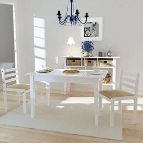 242030 vidaXL Cadeiras de jantar 2 pcs seringueira maciça e veludo branco