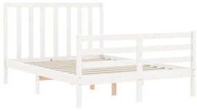 Estrutura de cama com cabeceira 140x200cm madeira maciça branco