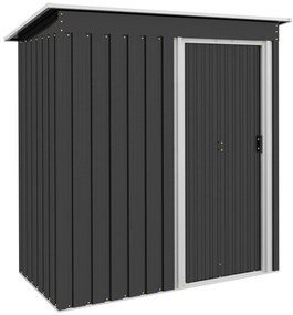 Outsunny Abrigo de Jardim Exterior 1,5 m² 163x89x182 cm Abrigo Metálico para Ferramentas com Porta de Correr e Teto Inclinado Preto