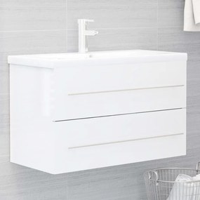 Armário lavatório 80x38,5x48 cm contraplacado branco brilhante