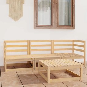 vidaXL 4 pcs conjunto lounge de jardim pinho maciço