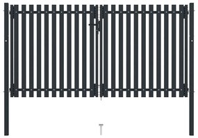 Portão de cerca com porta dupla 306x220 cm aço antracite