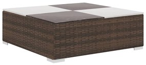6 pcs conjunto lounge jardim c/ almofadões vime PE castanho