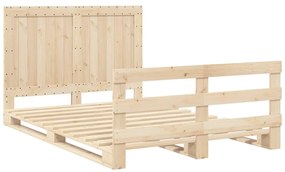 Estrutura de cama com cabeceira 140x200 cm pinho maciço
