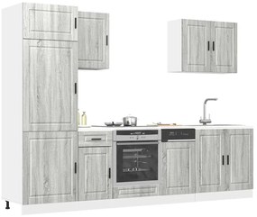 7 peças armário de cozinha conjunto Kalmar cinza sonoma
