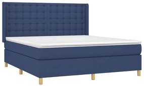 Cama box spring c/ colchão e LED 180x200 cm tecido azul