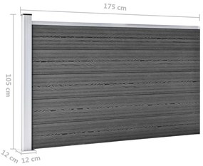 Conjunto de painéis de vedação WPC 353x105 cm preto