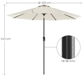 Guarda-sol jardim Ø 270 cm proteção solar até UPF 50+ Bege