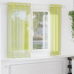 Cortinas de voile com ilhós 2 pcs verde-maçã 140x175 cm