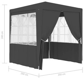 Tenda festas com paredes laterais 2,5x2,5m 90g/m² antracite