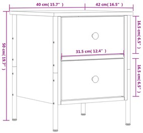 Mesa cabeceira 40x42x50 cm derivados de madeira cinzento sonoma