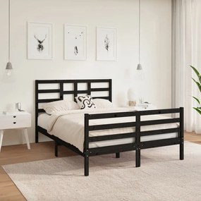 vidaXL Estrutura de cama 140x190 cm madeira maciça preto