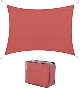 Toldo vela retangular 4x6 m, tecido para exterior com proteção UV, 185 g/m² de HDPE, para jardim, terraço, pátio, piscina e varanda, em tijolo e terra