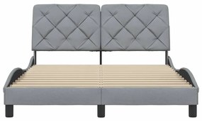 Estrutura de cama sem colchão 140x190 cm tecido cinzento-claro