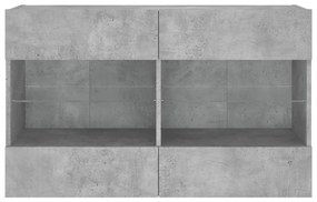 Móvel parede p/ TV c/ luzes LED 98,5x30x60,5 cm cinza cimento