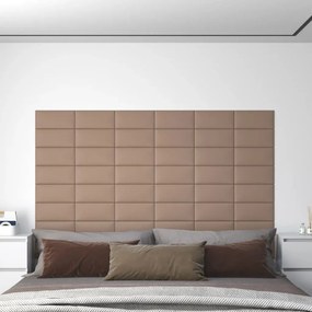 Painel parede 12pcs 30x15cm couro artificial 0,54 m² cappuccino