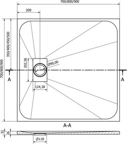 Mexen Hugo base de duche quadrada SMC 80 x 80 cm, branco - 42108080