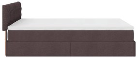 Cama otomana com colchão 140x190 cm tecido castanho escuro