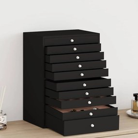 vidaXL Caixa para joias 10 camadas com porta-relógios preta 29x20,5x40,5 cm