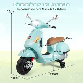 Mota elétrica para crianças de 12 V com 4 rodas, música, luzes LED, rodas de treino, motor duplo de 30 W e design retro-chique para crianças dos 3 aos