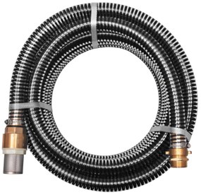 vidaXL Mangueira de sucção com conectores de latão 15 m 25 mm preto