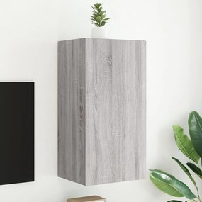 vidaXL Móvel de parede p/ TV c/ luzes LED 40,5x35x80cm cinzento sonoma