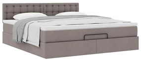 Estrutura de cama otomana com colchão tecido cinzento 160x200cm
