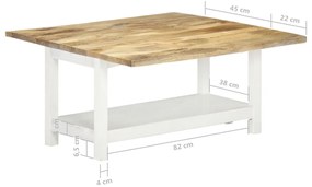 Mesa centro extensível 90x(45-90)x45 cm mangueira maciça branco