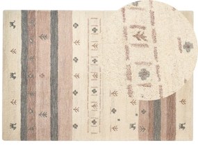 Tapete Gabbeh em lã creme e castanha clara 140 x 200 cm KARLI Beliani