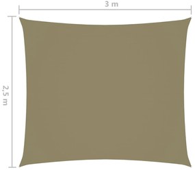 Para-sol estilo vela tecido oxford retangular 2,5x3 m bege