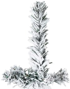 Meia árvore de Natal fina com flocos de neve 240 cm