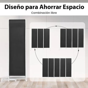 Biombo divisor de sala dobrável com 6 painéis Tela de privacidade Base de suporte de aço para escritório doméstico Cinzento