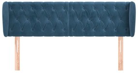 Cabeceira de cama c/ abas veludo 147x23x78/88cm azul-escuro