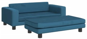 Sofá infantil com apoio de pés 100x50x30 cm veludo azul