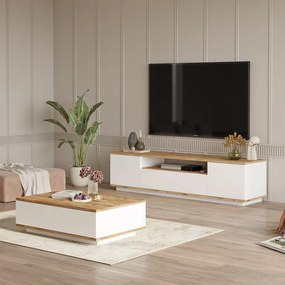 Conjunto de Mobiliário de Sala FR17 – Pinho Atlântico Branco – TV 180x