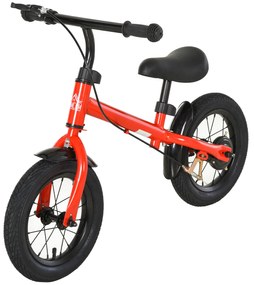 HOMCOM Bicicleta sem Pedais com Altura Ajustável Pneus de Borracha Insufláveis para Crianças acima de 3 Anos Assento Acolchoado Bicicleta de Equilíbrio 86x43x60 cm Vermelho