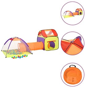 3107730 vidaXL Tenda de brincar infantil com 250 bolas 338x123x111 cm multicor