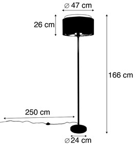 Candeeiro de pé moderno preto abajur preto ouro - SIMPLO Moderno