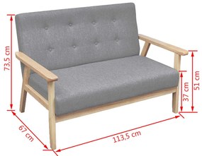 Conjunto de sofás 2 pcs tecido cinzento claro