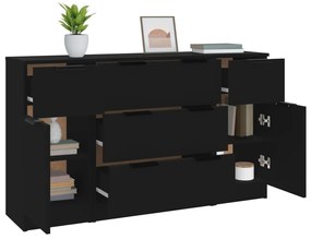3 pcs conjunto de aparadores madeira processada preto