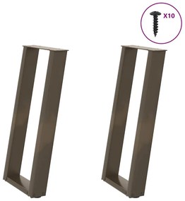 Pés de mesa de console em forma de U, 2 peças, aço natural, 28 x (72-7
