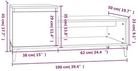 Mesa de centro 100x50x45 cm derivados de madeira branco