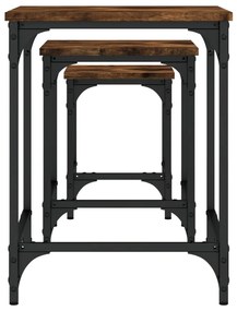 Mesas de centro encastrar 3 pcs deriv. madeira carvalho fumado