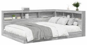 Cama Estante Cinza Sonoma 140 x 200 cm em Madeira Compensada