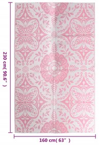 Tapete de exterior 160x230 cm PP cor-de-rosa
