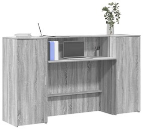 vidaXL Balcão recepção 180x50x103,5 cm madeira cinzento sonoma