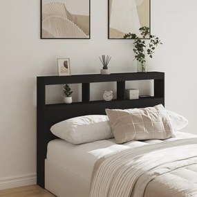 Armário de cabeceira com luzes LED 140x17x102 cm preto