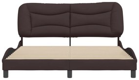 Estrutura de cama sem colchão 160x200 cm tecido castanho-escuro