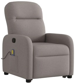 Poltrona elevatória de massagens tecido cinzento-acastanhado
