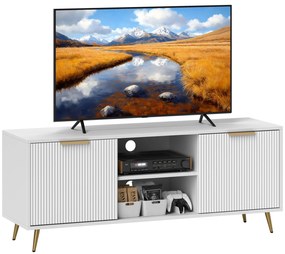 Móvel de TV Moderno Móvel de TV para Sala de Estar com 2 Compartimentos Abertos  para Televisores de 55 Polegadas 120x35x48 cm Branco